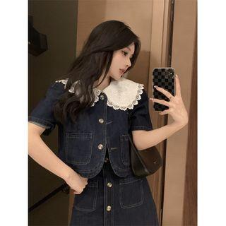 Short-sleeve Collar Denim Jacket