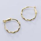 925 Sterling Silver Twisted Hoop Earring 1 Pair - Gold - One Size