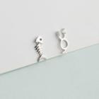 925 Sterling Silver Cat Dangle Earring 1 Pair - S925 Silver - Silver - One Size