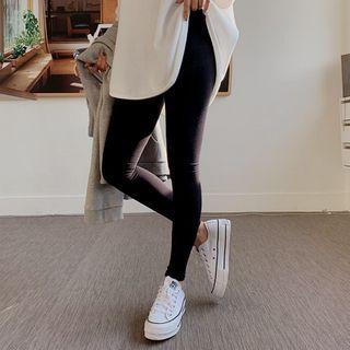 Band-waist Brushed Fleece Leggings