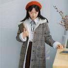 Plaid Hooded Button Coat