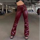 High-waist Faux Leather Boot-cut Pants
