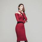 Cross Strap Front Halter Long Sleeve Dress