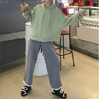 Long-sleeve Loose-fit Sweatshirt / High-waist Straight-cut Pants
