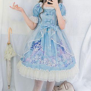 Short-sleeve Mermaid Print A-line Dress