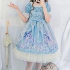 Short-sleeve Mermaid Print A-line Dress