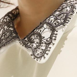 Embroidered Collar Chiffon Blouse