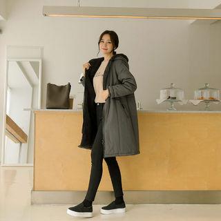 Hooded Fleece-lined Safari Coat