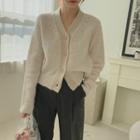 V-neck Alpaca Blend Cardigan Ivory - One Size