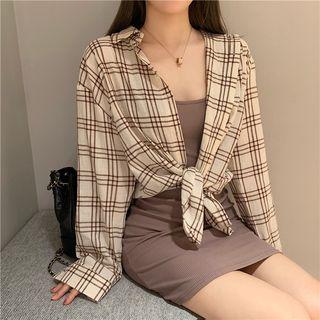 Plaid Blouse/ Sleeveless Dress