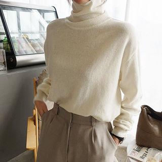 Turtleneck Cashmere Blend Sweater Ivory - One Size