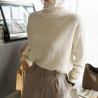 Turtleneck Cashmere Blend Sweater Ivory - One Size