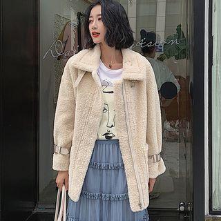 Fleece Zip Jacket Off White - One Size