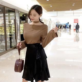 Ruffle-trim Satin Wrap Skirt