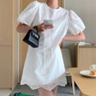 Short-sleeve Embroidered Eyelet A-line Dress