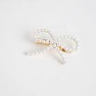 Faux Pearl Bow Hair Clip Gold - One Size