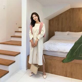Square-neck Drawstring-waist Dress One Size