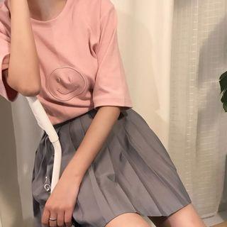 Smiley Embroidered Loose-fit Short-sleeve T-shirt