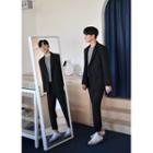Set: Flap-pocket Blazer + Straight-cut Dress Pants