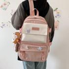 Two-tone Zip Backpack / Bag Charm With Brooch