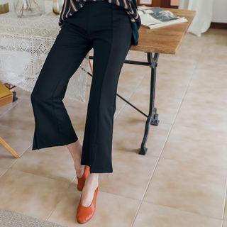 Elastic-waist Boot-cut Pants