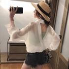 Long-sleeve Open Back Chiffon Shirt