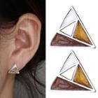 Triangle Panel Earring 1 Pair - With Earring Backs - Stud Earring - Silver - One Size