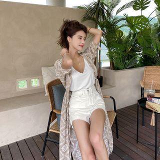 Paisley Crepe Robe Cardigan