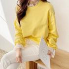 Plain Lace-trim Sweatshirt
