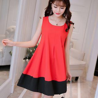 Two Tone Sleeveless A-line Dress