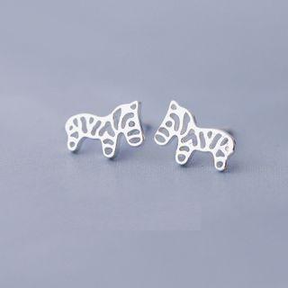 Zebra Sterling Silver Earring 1 Pair - Silver - One Size