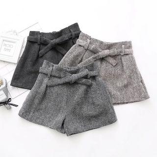 Herringbone Woolen Wide-leg Shorts