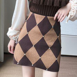 Rhombus Print A-line Skirt