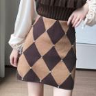 Rhombus Print A-line Skirt