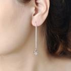 925 Sterling Silver Caged Rhinestone Dangle Earring 1 Pair - As Shown In Figure - One Size