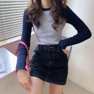 Color-block T-shirt As Figure - One Size