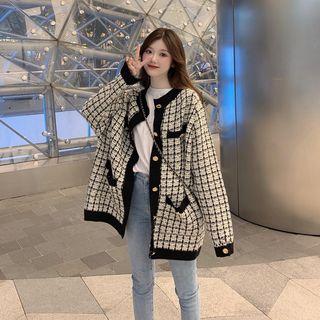 Plaid Tweed Cardigan
