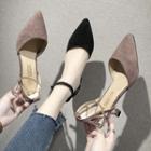Faux Suede Ankle Strap Pointed High Heel Sandals