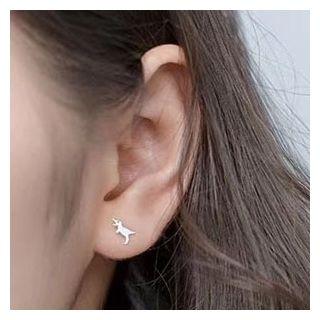 925 Sterling Silver Dinosaur Earring 1 Pair - Gold - One Size