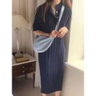 Half-placket Cable-knit Polo Dress