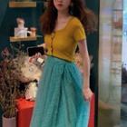 Short-sleeve Top / Midi A-line Skirt