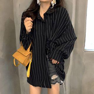 Lace-up Striped Shirt