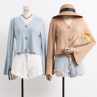 Lightweight Bell-sleeved Knit Cardigan