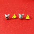 Non-matching Resin Mouse & Cheese Earring