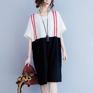 Color Block Mock Two-piece Dress