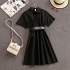 Short-sleeve Rivet A-line Dress