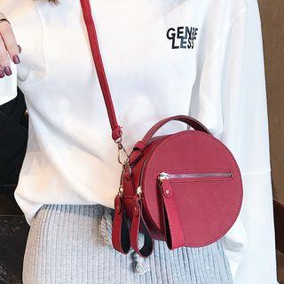 Faux Suede Circle Crossbody Bag