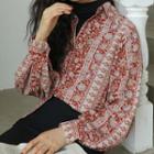 Puff-sleeve Patterned Shirt