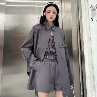 Applique Shirt / Tube Top / Shorts / Set