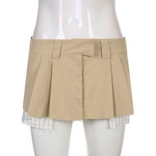 Mock Two-piece Pleated Mini Skirt